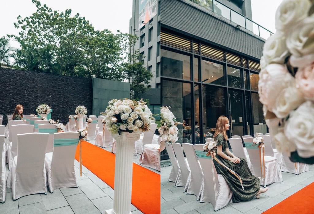 白金花園酒店遺世獨立的超美挑高大廳,陽光灑落的戶外中庭證婚,溫馨宛如藝術殿堂的廊道