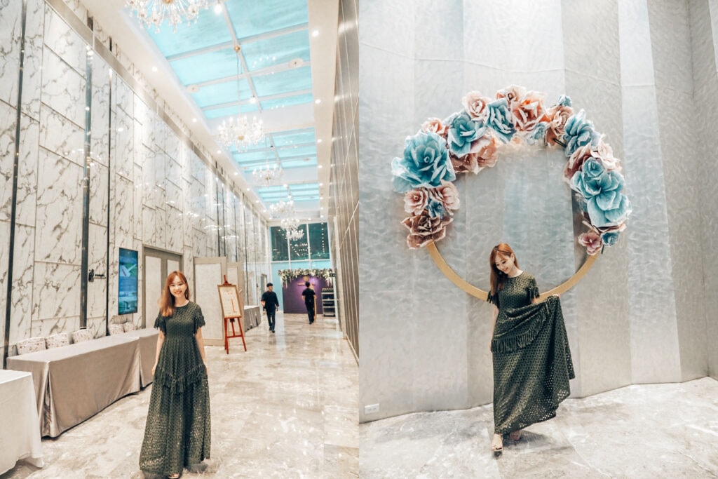 白金花園酒店遺世獨立的超美挑高大廳,陽光灑落的戶外中庭證婚,溫馨宛如藝術殿堂的廊道